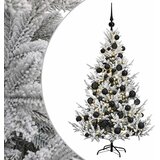  Umjetno božićno drvce s kuglicom 120 cm 150 LED lampica - Zelena i bijela 120 cm s LED-ima i crnim lopticama | shoptok.hr