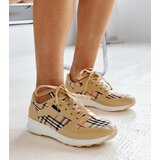 Gemre Beige checkered sneakers Afifah Cene