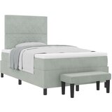 vidaXL Postelja z Box Springom z Matračem & Klopjo Svetlo Siva 120x200 cm Žamet | Shoptok.si