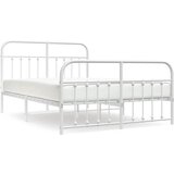 Maison Chic Kovinski Posteljni okvir - Dvoposteljna postelja - Zakonska postelja z vzglavjem in vznožjem bel 140x190 cm, (21696707) | Shoptok.si