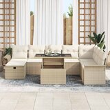  Sjedeća garnitura za vrt 9 kom. Bež poliratan 297,5 x 187,5 x 85 cm | Shoptok.si