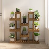vidaXL Stojalo za rastline medeno rjavo 104,5x25x109,5 trdna borovina | Shoptok.si