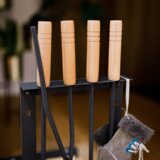 Kondela Pribor za kamin, kovano železo/les, temno siva/naravna, RALFO | Shoptok.si