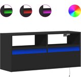 Maison Chic Stenska TV omarica - TV stojalo - Televizijska omarica z LED lučkami črna 100x31x45 cm, (21700268) Cene