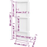 Niša za tuš s 3 odjeljka bijela visokog sjaja 41 x 99 x 9 cm | Eponuda.com