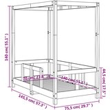  Otroški posteljni okvir črn 70x140 cm trdna borovina, (20787683) | Shoptok.si