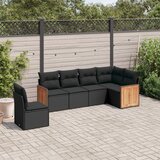 vidaXL 6-dijelni set vrtnih sofa s jastucima crni od poliratana | shoptok.hr