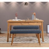 Hanah home Santiago 1048 - Atlantic Pine, Dark Blue Atlantic PineDark Blue Extendable Dining Table & Bench Set (3 Pieces) | ePonuda.com