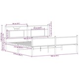 Metalni Kovinski posteljni okvir brez vzmetnice rjavi hrast 183x213 cm, (21829052) | Shoptok.si