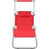 Maison Chic Zložljiv Ležalnik - Sončna ležalnik s streho in kolesi jeklo rdeč, (22043304) | Shoptok.si
