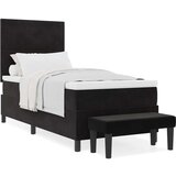  Box Spring postelja z vzmetnico in klopjo Črna 100x200 cm Velur | Shoptok.si