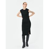 Koton Midi Knitwear Dress Crew Neck Slit Detail | Shoptok.si