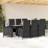  9-dijelni vrtni blagovaonski set s jastucima crni od poliratana | shoptok.hr