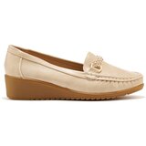 Shelvt Beige women's wedge loafers with gold decoration | Eponuda.ba