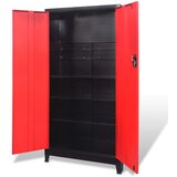 vidaXL Omara za orodje z 2 vrati jeklo 90x40x180 cm črna in rdeča | Shoptok.si