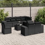 vidaXL 9-dijelni set vrtnih sofa s jastucima crni od poliratana | shoptok.hr