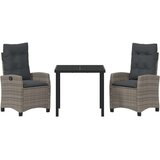 vidaXL 3-dijelni set vrtnih blagovaonica s jastučićima sivo Poli Rattan | shoptok.hr
