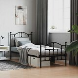  Metalni okvir kreveta uzglavlje i podnožje crni 90 x 200 cm | shoptok.hr