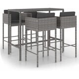  5-dijelni vrtni barski set od poliratana s jastucima sivi Siva 130 x 60 x 110 cm | Shoptok.si