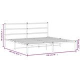  Metalni okvir za krevet s uzglavljem bijeli 193x203 cm | shoptok.hr