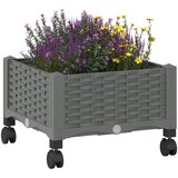  Vrtni saksija s kotačima Svjetlosiva 40 x 40 x 33 cm PP | shoptok.hr