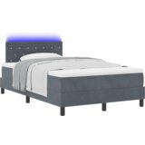 vidaXL Postelja na vzmet z vzmetnico in LED Temno siva 120x190 cm Žamet | Shoptok.si