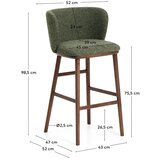 Kave Home Tamno zelena podstavljena barska stolica (visine sjedala 75 cm) Ciselia – | shoptok.hr