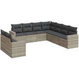 vidaXL 9-dijelni set vrtnih sofa od poliratana s jastucima svjetlosivi | shoptok.hr