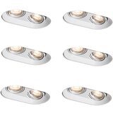 QAZQA Komplet 6 okroglih vgradnih reflektorjev belih GU10 50 mm 2-luči - Hubs | Shoptok.si