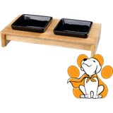 Trixie Set 2 Keramičke Činije Sa Drvenim Postoljem 2x400ml, Crne | ePonuda.com