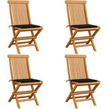 Maison Chic Vrtni stoli - Stol za vrt s črnimi blazinami 4 kosi trdna tikovina JS1935, (21877123) | Shoptok.si