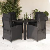  3-dijelni vrtni blagovaonski set s jastucima od poliratana crni Crna 90 cm table length | shoptok.hr