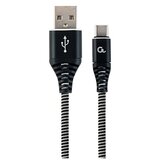 Gembird USB 2.0 kabl Premium cotton braided Type-C USB charging and data cable, 2m, black/white, CC-USB2B-AMCM-2M-BW Cijene