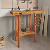  Radni stol sa škripcima 92 x 48 x 83 cm masivno drvo bagrema | shoptok.hr