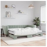 vidaXL Dnevni krevet na razvlačenje svjetlosivi 90 x 190 cm baršunasti | shoptok.hr