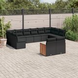 Maison Chic Seti vrtnega pohištva - Vrtna garnitura - Vrtni pohištvo set 12-delna z blazinami črn poli ratan, (21810980) | Shoptok.si