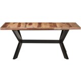 The Living Store Jedilna miza 180x90x75 cm trden les z medenim zaključkom - Jedilna Miza, (21487801) | Shoptok.si