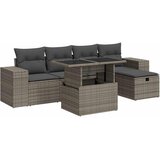  6-dijelni set vrtnih sofa od poliratana s jastucima sivi | shoptok.hr