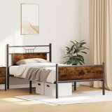  Posteljni okvir brez vzmetnice dimljen hrast 107x203cm inž. les, (21791536) | Shoptok.si