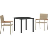 vidaXL 3-delni set vrtne jedilnice bež poli ratan | Shoptok.si