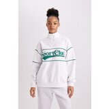 Defacto fit oversize fit printed hooded thick sports sweatshirt Cene