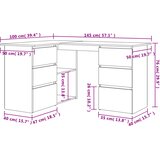  Kutni radni stol bijeli 145 x 100 x 76 cm konstruirano drvo | shoptok.hr