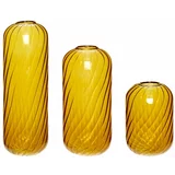 Hübsch Oker rumene steklene ročno izdelane vaze v kompletu 3 ks (višina 20 cm) Fleur –