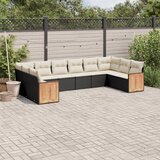vidaXL 10-dijelni set vrtnih sofa s jastucima crni od poliratana | shoptok.hr