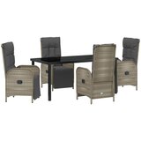vidaXL 5-delni set vrtne jedilnice z blazinami Siva Poli ratan | Shoptok.si