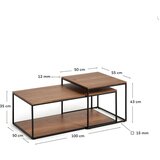 Kave Home Smeđi stolići za kavu u setu 2 kom s pločom stola u dekoru oraha 50x100 cm Yoana – | shoptok.hr