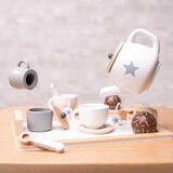 Kinder Home Dječji Drveni Set za Čaj i Kavu s Priborom - bijelo/sivo | shoptok.hr