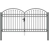  Ogradna vrata ASSEN 301 x 200 cm Čelik Siva Može se zaključati | shoptok.hr