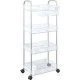 vidaXL Voziček za shranjevanje 4-nadstropna prozoren 37x28x68 cm akril | Shoptok.si