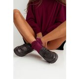 Milena Women's Cotton Socks With Lace Burgundy | Shoptok.si